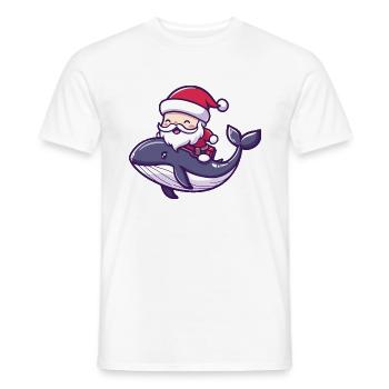 Baleine Père Noël Dessin animé - T-shirt homme - blanc - Devant - AI Model Male 178 dark (178cm)