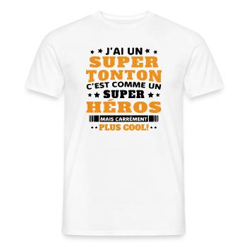 J'ai un super tonton mais carrément plus cool - T-shirt homme - blanc - Devant - AI Model Male 178 dark (178cm)