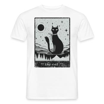 Tarot Card The Cat Funny Cat Motif - Men's T-Shirt - white - Front - AI Model Male 178 dark (178cm)
