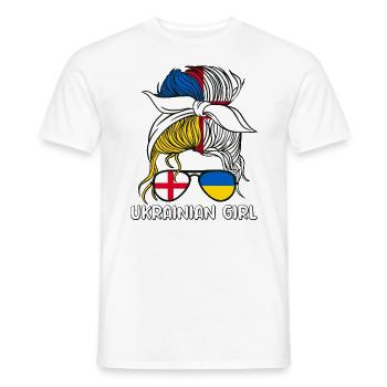 Moitié Anglais Moitié Ukrainien Fille Ukraine Angleterre - T-shirt homme - blanc - Devant - AI Model Male 178 dark (178cm)