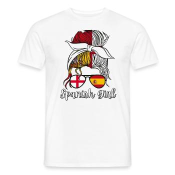 Spanish Girl English Flag Spain chica española - Men's T-Shirt - white - Front - AI Model Male 178 dark (178cm)