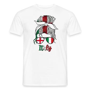 Half English Half Italian Girl Italy England Flag - Men's T-Shirt - white - Front - AI Model Male 178 dark (178cm)