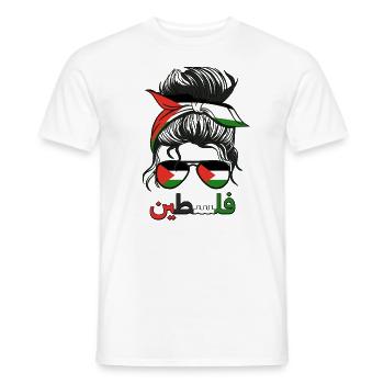 Palestine Palestinian Flag Girls Palestinian Girl - Men's T-Shirt - white - Front - AI Model Male 178 dark (178cm)