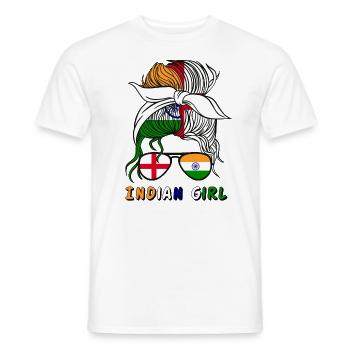 Moitié Anglais Moitié Indien Fille Inde Angleterre - T-shirt homme - blanc - Devant - AI Model Male 178 dark (178cm)