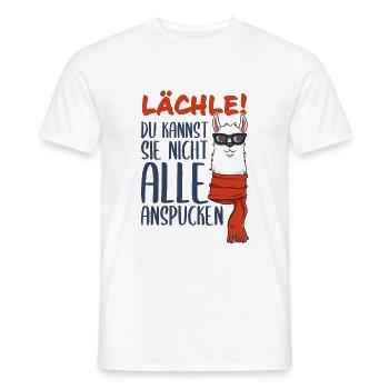 Alpaka - Lächle! du kannst sie nicht alle töten - Männer T-Shirt - Weiß - Vorne - AI Model Male 178 dark (178cm)
