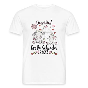 Große Schwester 2023 Elefanten Design für Mädchen - Männer T-Shirt - Weiß - Vorne - AI Model Male 178 dark (178cm)