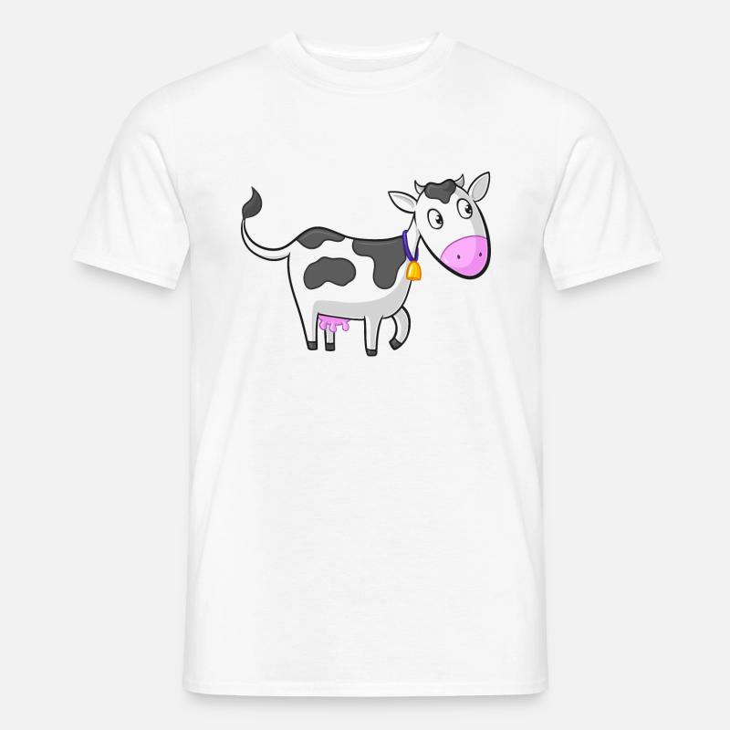 Glückliche Comic Kuh - Männer T-Shirt - Weiß