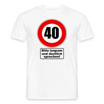 40ème anniversaire panneau de signalisation attention cadeau - T-shirt homme - blanc - Devant - AI Model Male 178 dark (178cm)