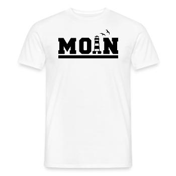 Moin - Norddeutsche Höflichkeit - Leuchtturm - Männer T-Shirt - Weiß - Vorne - AI Model Male 178 dark (178cm)