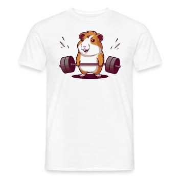 Soulevé De Terre Muscu Cochon D’Inde - T-shirt homme - blanc - Devant - AI Model Male 178 dark (178cm)