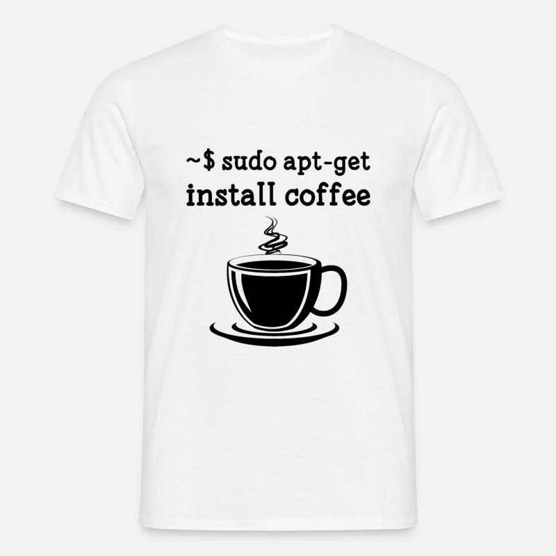Linux Sudo Apt-Get Install Coffee - Men's T-Shirt - white