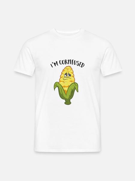 Funny Corn I'm Cornfused Meiskolben - Männer T-Shirt - Weiß