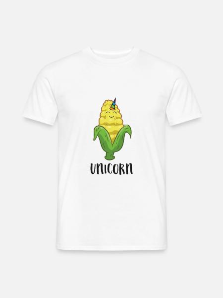 Lustiger Maiskolben Einhorn Maisbauern - Männer T-Shirt - Weiß