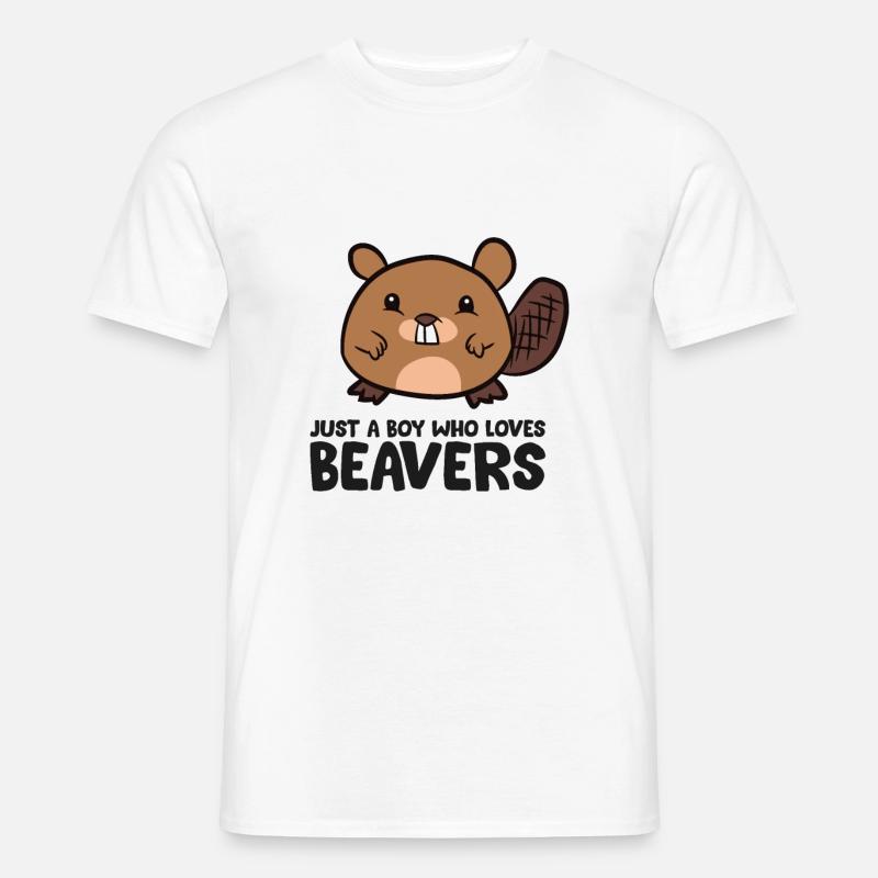 Nur ein Junge, der Biber liebt - Männer T-Shirt - Weiß