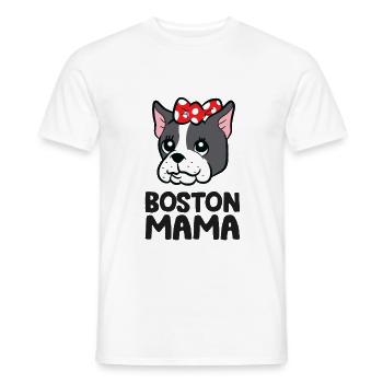 Boston Terrier Mama Boston Mama Funny Bostie Mom - Men's T-Shirt - white - Front - AI Model Male 178 dark (178cm)