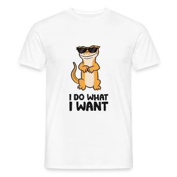 I Do What I Want Reptile Lizard Crested Gecko - Men's T-Shirt - white - Front - AI Model Male 178 dark (178cm)