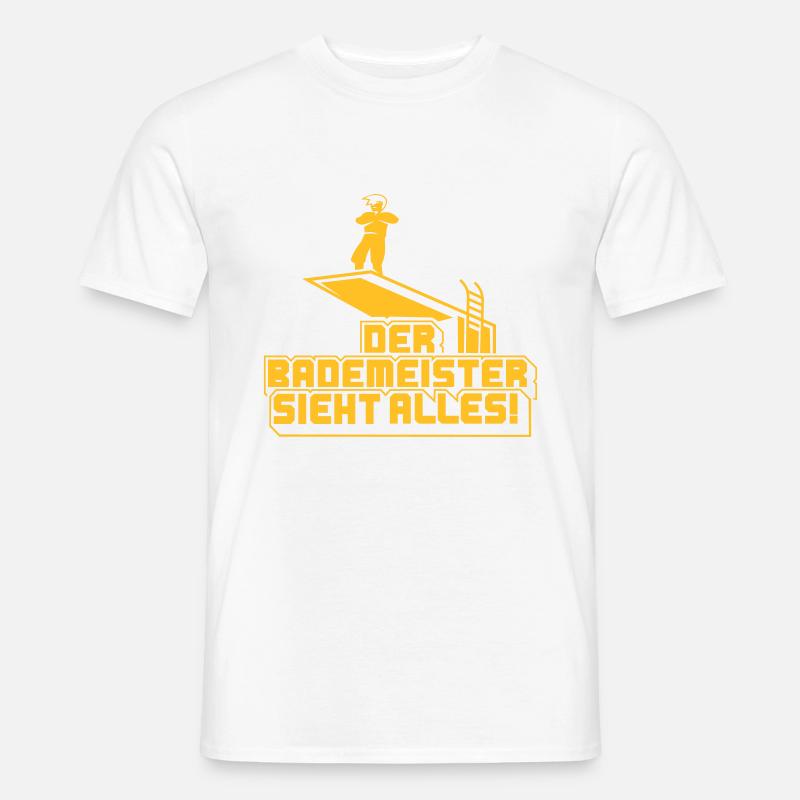Der Bademeister sieht alles - Männer T-Shirt - Weiß