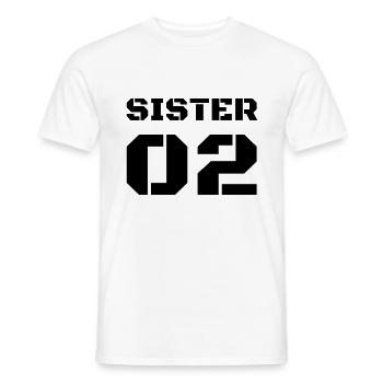 Design de t-shirt avec le lettrage « Sister 02 » - T-shirt homme - blanc - Devant - AI Model Male 178 dark (178cm)