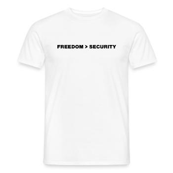 Freiheit > Sicherheit - dunkel - Männer T-Shirt - Weiß - Vorne - AI Model Male 178 dark (178cm)