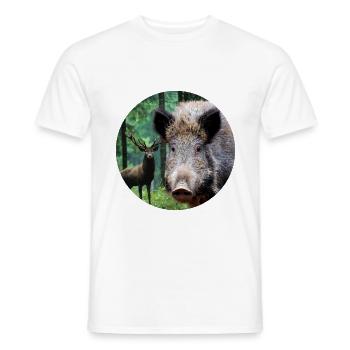 Hunting Hunter Wild Boar DEer Hunting - Men's T-Shirt - white - Front - AI Model Male 178 dark (178cm)