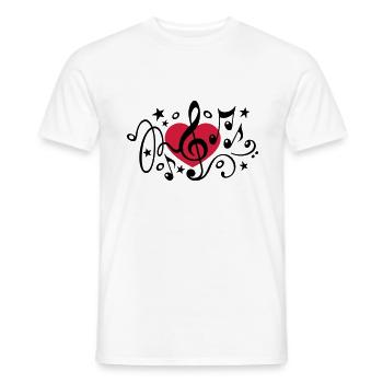Music heart note I love classical choir star clef - Men's T-Shirt - white - Front - AI Model Male 178 dark (178cm)
