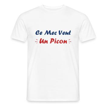 Ce mec veut un picon - T-shirt homme - blanc - Devant - AI Model Male 178 dark (178cm)