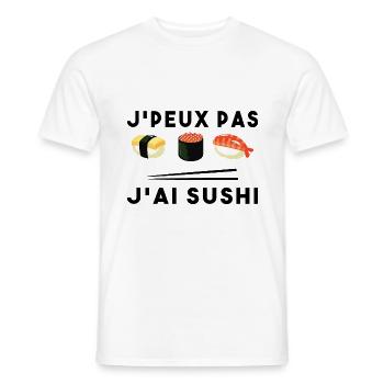 Je Peux Pas J ai Sushi - T-shirt homme - blanc - Devant - AI Model Male 178 dark (178cm)