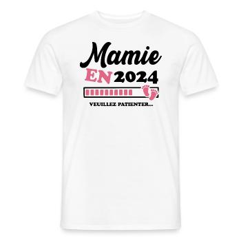 Mamie en 2024 Humour Cadeau - T-shirt homme - blanc - Devant - AI Model Male 178 dark (178cm)