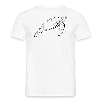 Turtle - one line drawing - Men's T-Shirt - white - Front - AI Model Male 178 dark (178cm)