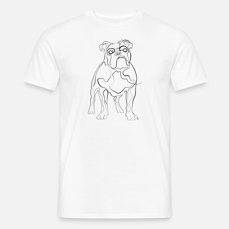 Bulldogge - one line drawing - Männer T-Shirt - Weiß