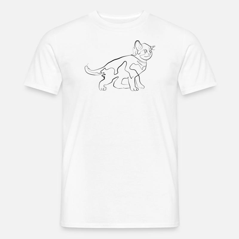Bébé Chat - one line drawing - T-shirt homme - blanc