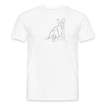 Cat - one line drawing - Men's T-Shirt - white - Front - AI Model Male 178 dark (178cm)