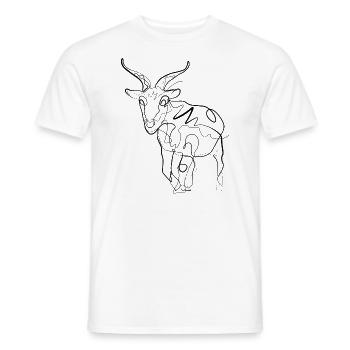 Goat Capricorn Shepherd - one line drawing - Men's T-Shirt - white - Front - AI Model Male 178 dark (178cm)