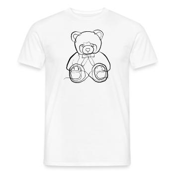 Teddy bear - one line drawing - Men's T-Shirt - white - Front - AI Model Male 178 dark (178cm)