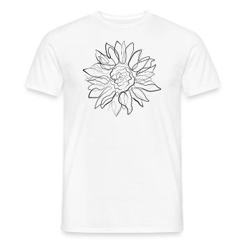 Sunflower Summer - one line drawing - Men's T-Shirt - white - Front - AI Model Male 178 dark (178cm)