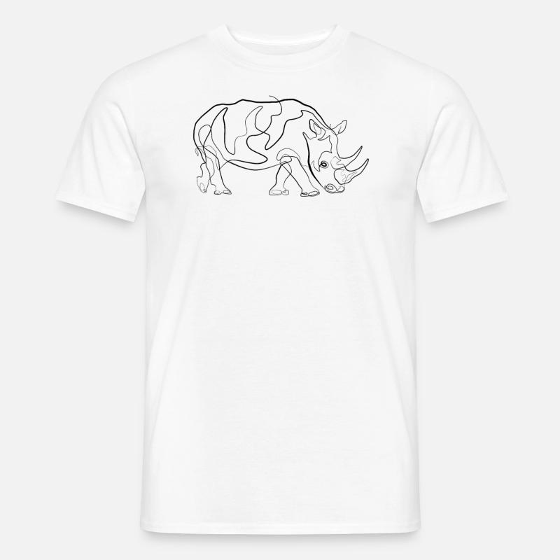 Nashorn - one line drawing - Männer T-Shirt - Weiß