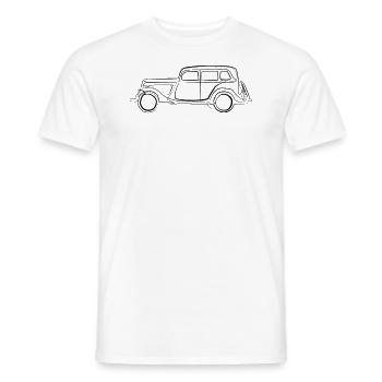 Car Oldtimer retro - one line drawing - Men's T-Shirt - white - Front - AI Model Male 178 dark (178cm)
