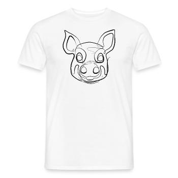Porc - one line drawing - T-shirt homme - blanc - Devant - AI Model Male 178 dark (178cm)