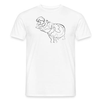 Hippopotames hippopotame - one line drawing - T-shirt homme - blanc - Devant - AI Model Male 178 dark (178cm)