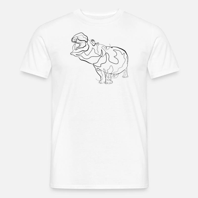 Flusspferd Nilpferd - one line drawing - Männer T-Shirt - Weiß