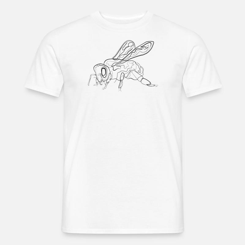 Bee environmental protection - one line drawing - Men's T-Shirt - white