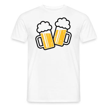 2 Maßkrüge Stoßen An, Prosit! (Bier Maßkrug / 2C) - Männer T-Shirt - Weiß - Vorne - AI Model Male 178 dark (178cm)