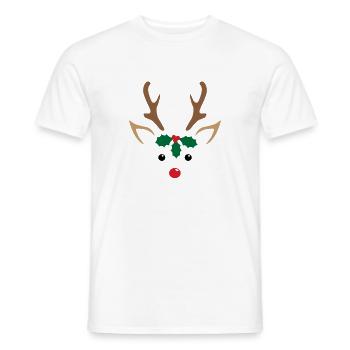 Cute Reindeer Face - Men's T-Shirt - white - Front - AI Model Male 178 dark (178cm)