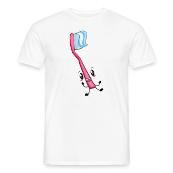 Toothbrush Dentist - Men's T-Shirt - white - Front - AI Model Male 178 dark (178cm)