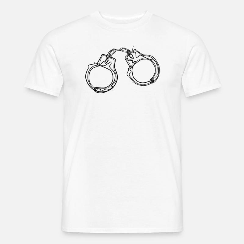 Handschellen - one line drawing - Männer T-Shirt - Weiß