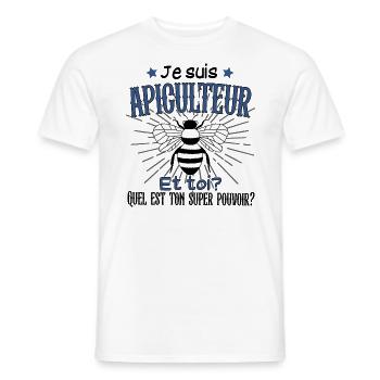 Apiculture Apiculteur Abeilles Abeille Miel Humour - T-shirt homme - blanc - Devant - AI Model Male 178 dark (178cm)