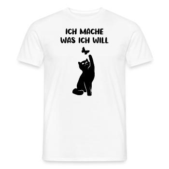 Katze Und Schmetterling Lustiger Spruch Geschenk - Männer T-Shirt - Weiß - Vorne - AI Model Male 178 dark (178cm)