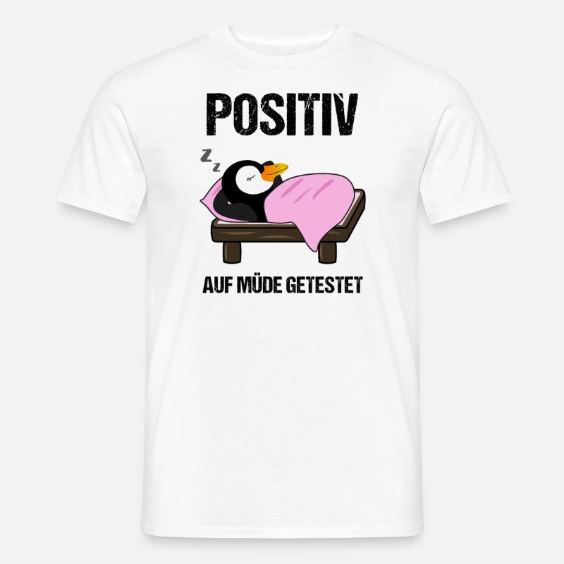 Schlafender Pinguin Lustiger Spruch Geschenk - Männer T-Shirt - Weiß