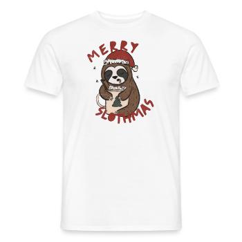 Merry Slothma's Sloth Christmas - Men's T-Shirt - white - Front - AI Model Male 178 dark (178cm)