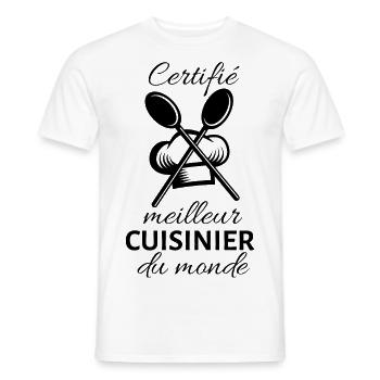 Certifié meilleur cuisinier du monde 2 - T-shirt homme - blanc - Devant - AI Model Male 178 dark (178cm)